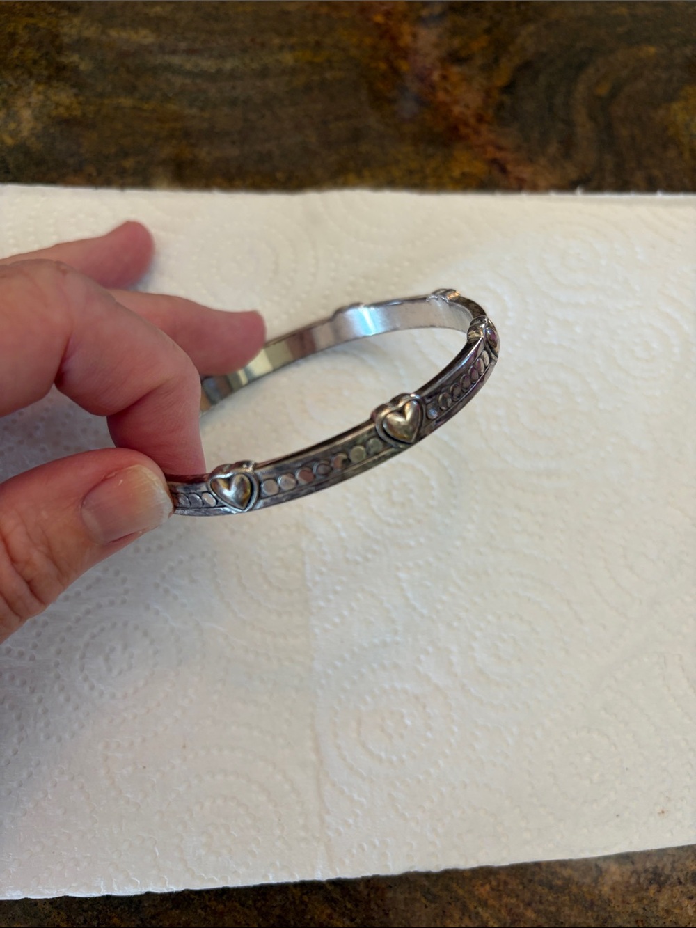 Brighton Silver Heart Accent Bangle Bracelet